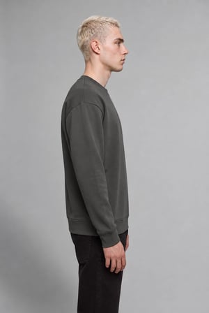 Boxy Fit Uzun Kollu Pamuklu Bisiklet Yaka İçi Yumuşak Tüylü Baskılı Sweatshirt