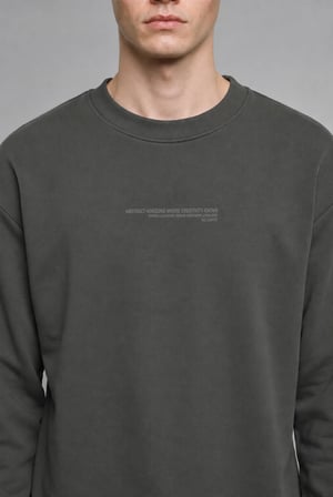Boxy Fit Uzun Kollu Pamuklu Bisiklet Yaka İçi Yumuşak Tüylü Baskılı Sweatshirt