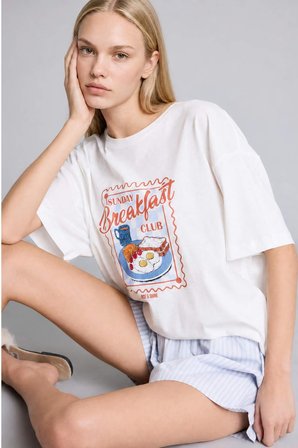 DeFacto Oversıze Şortlu Kısa Kollu 2'li Poplin Pijama Takımı I1145AX26HSBE162
