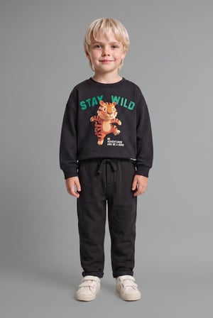 DeFacto %100 Pamuk Oversize Kaplan Baskılı ve Yazılı Uzun Kollu Sweatshirt Erkek Bebek I3806A526WNAR202