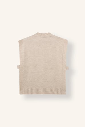 Relaxed Fit V Yaka Saç Örgü Triko Yelek