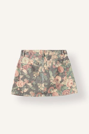 A Kesim Floral Normal Bel Gabardin Mını Etek
