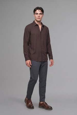 Regular Fit Polo Yaka Modal Uzun Kollu Gömlek