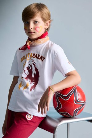 DeFacto %100 Pamuk Galatasaray Kısa Kollu Pijama Üst Şort Pijama Alt 2'li Pijama Takımı Erkek Çocuk H7511A826HSWT34