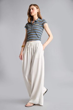 DeFacto Wide Leg Keten Karışımlı Kumaş Palazzo Pantolon Yüksek Bel Geniş Paça E0127AX26SMER105