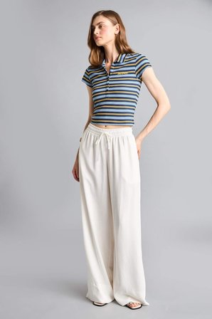 DeFacto Wide Leg Keten Karışımlı Kumaş Palazzo Pantolon Yüksek Bel Geniş Paça E0127AX26SMER105