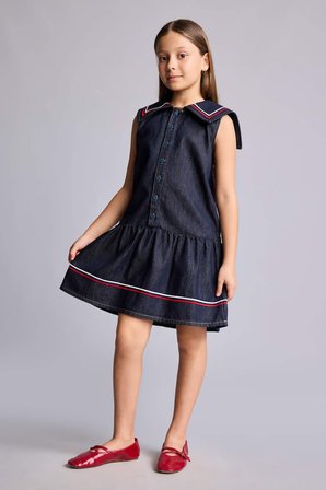 DeFacto Denim Lacivert Elbise Kız Çocuk H6597A826SMNM34