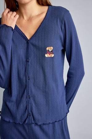 DeFacto Regular Fit Uzun Kollu Hırka Üst Geniş Paça Alt Pijama Takımı H4375AX26AUNV241