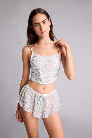 DeFacto Çiçekli Açık Mavi Şort Pijama Alt H7587AX26SPBE216