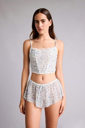 DeFacto Çiçekli Açık Mavi Şort Pijama Alt H7587AX26SPBE216