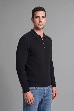 DeFacto Yarım Fermuarlı Polo Yaka Standart Fit Triko Kazak H7182AX26AUBK81