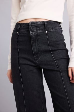 Dikiş Detaylı Culotte Yüksek Bel Jean Pantolon