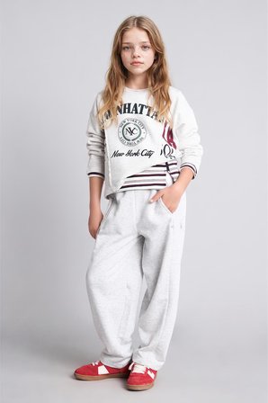 DeFacto Pamuklu Relax Fıt Kısa Kollu Bisiklet Yaka Baskılı Kalın Sweatshirt Kız Çocuk H9737A826AUGR421