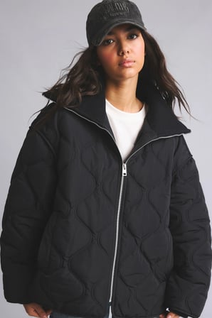 Regular Fit Kapitone Fermuarlı Mont