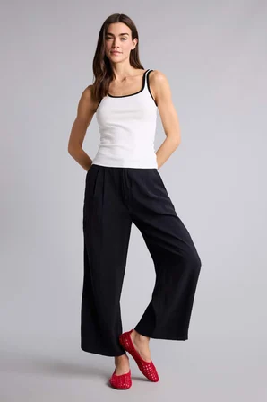 DeFacto Wıde Leg Fermuarlı Normal Bel Düz Paça Tencel Pantolon H1929AX26SMBK81