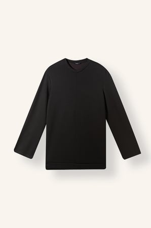 Regular Fit Bisiklet Yaka Önü Dikiş Detaylı Uzun Kollu Tunik Basic Sweatshirt