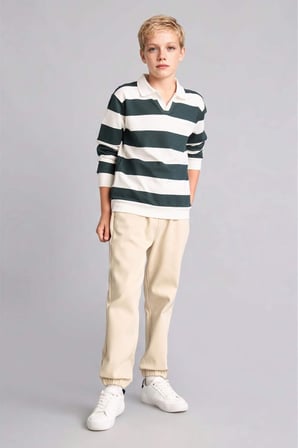 DeFacto New Regular Fıt Apaş Yaka Yeşil Sweatshirt Erkek Çocuk H7130A826AUGN536