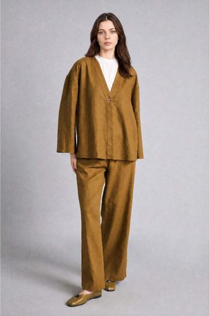 DeFacto Regular Fıt V Yaka Keten Kimono H3219AX26AUKH257
