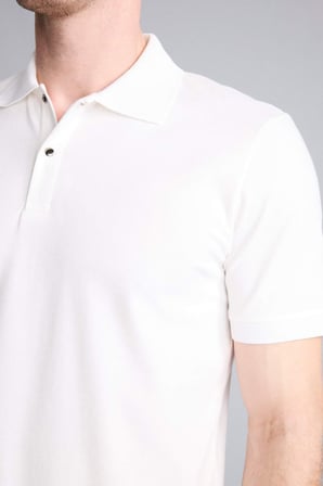 DeFacto Slim Fit Dar Kesim Polo Yaka Kısa Kollu Basic Düz Beyaz Tişört T5259AZ26SMWT32