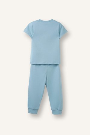 DeFacto 2'li Mavi Baskılı Kısa Kollu Pijama Takımı Erkek Bebek H5629A526AUBE526