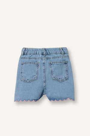 DeFacto Nakışlı Jean Açık Mavi Şort Kız Bebek H9573A526HSNM39