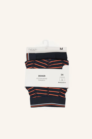 Regular Fit Cizgili 2'li Boxer