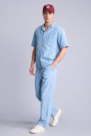 DeFacto Keten Karışımlı Yumuşak Dokulu Baggy Fit Jean Pantolon G4205AX26SMNM39