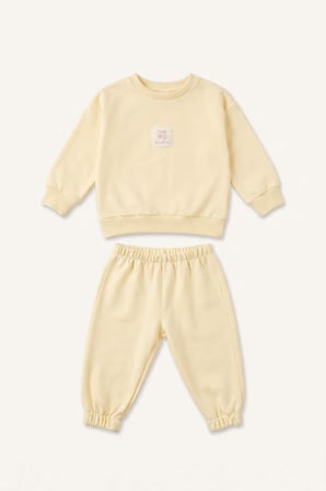 DeFacto %100 Pamuk Regular Fıt Bisiklet Yaka Baskılı Üst Lastikli Paça Alt 2'li Pijama Takımı Kız Bebek I2908A526AUYL240