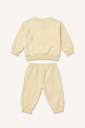 DeFacto %100 Pamuk Regular Fıt Bisiklet Yaka Baskılı Üst Lastikli Paça Alt 2'li Pijama Takımı Kız Bebek I2908A526AUYL240