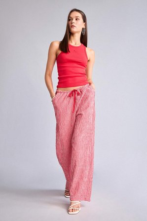 DeFacto Wıde Leg Beli Lastikli Krinkıl Pantolon H7614AX26SMRD328