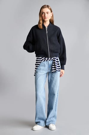 Regular Fit Fermuarlı Buklet Bomber Kaşe Kaban