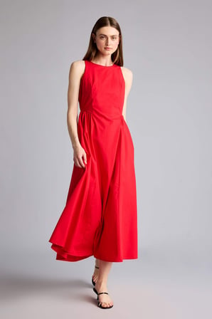 DeFacto Fıtted Halter Yaka Poplin Kolsuz Midi Elbise H4575AX26SMRD51