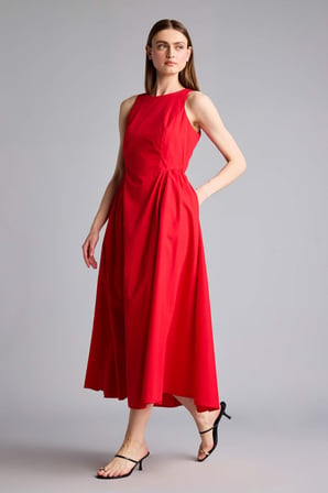 DeFacto Fıtted Halter Yaka Poplin Kolsuz Midi Elbise H4575AX26SMRD51