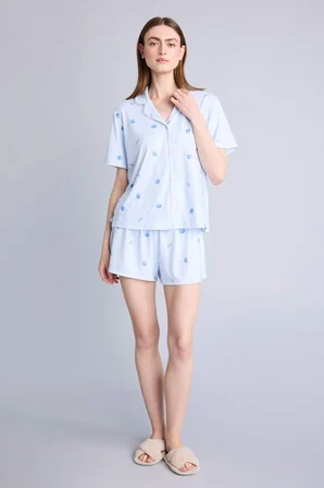 DeFacto Regular Fıt Kısa Kollu 2'li Softshell Pijama Takım H5459AX26SMBE745