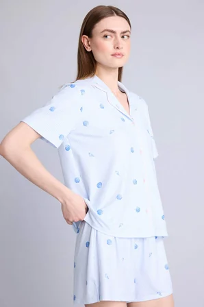 DeFacto Regular Fıt Kısa Kollu 2'li Softshell Pijama Takım H5459AX26SMBE745