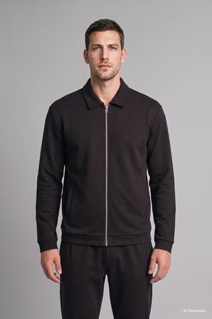 Regular Fit Polo Yaka Fermuarlı Basic Sweatshirt Hırka