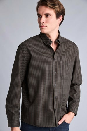 Relaxed Fit Polo Yaka Kareli Flanel Uzun Kollu Gömlek