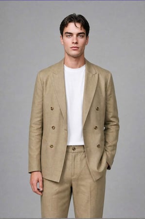 DeFacto Regular Fıt Smokin Yaka Keten Karışımlı Blazer Açık Haki Ceket H7039AX26SMKH474