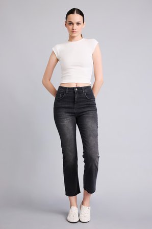 DeFacto Crop Flare Fıt Yüksek Bel Jean Yıkamalı Pantolon G2217AX26AUNM36