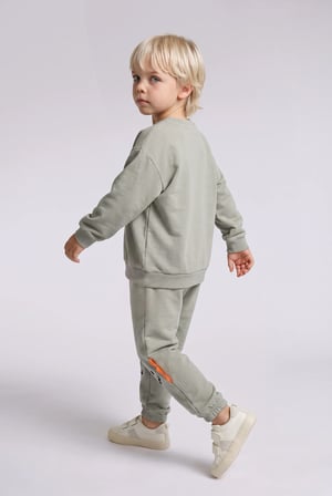 Hayvan Desenli İnce Sweatshirt Kumaşı 2'li Takım Erkek Bebek