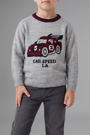 DeFacto Oversize Basic Araba Desenli Kazak Erkek Bebek H9286A526WNGR400