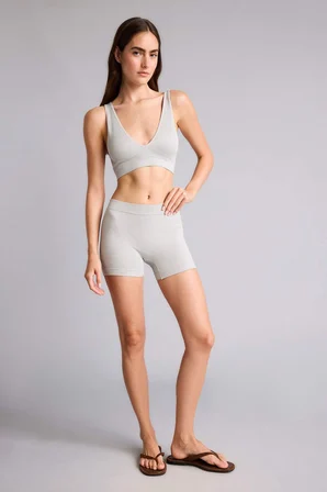 Lastikli Bel Gri Seamless Fitilli Boxer