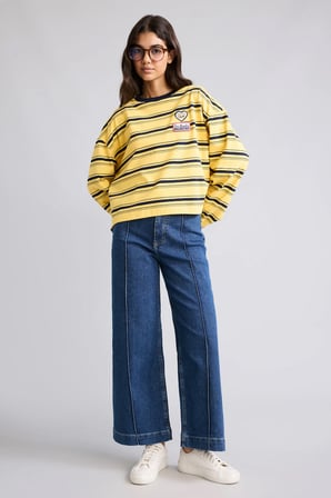 Loose Fıt Bisiklet Yaka Sweatshirt