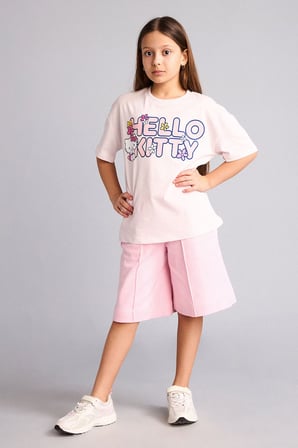 DeFacto Hello Kitty Relax Fıt Bisiklet Yaka Kısa Kollu Tişört Kız Çocuk H3476A826HSPN671