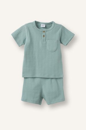 DeFacto Kısa Kollu Üst Şort Alt 2'li Pijama Takımı Erkek Bebek H5378A526HSGN1109