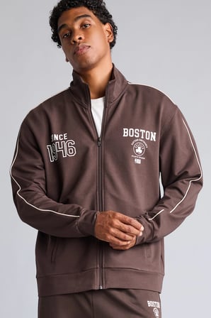 NBA Boston Celtics Standart Fit Dik Yaka Fermuarlı Sweatshirt Hırka