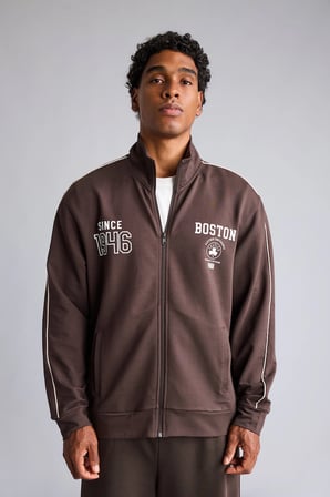 NBA Boston Celtics Standart Fit Dik Yaka Fermuarlı Sweatshirt Hırka
