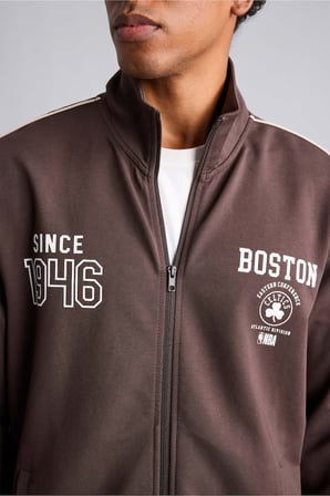 NBA Boston Celtics Standart Fit Dik Yaka Fermuarlı Sweatshirt Hırka