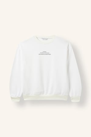 Relaxed Fit Bisiklet Yaka Baskılı İçi Yumuşak Tüylü Sweatshirt Kız Çocuk