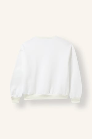 Relaxed Fit Bisiklet Yaka Baskılı İçi Yumuşak Tüylü Sweatshirt Kız Çocuk